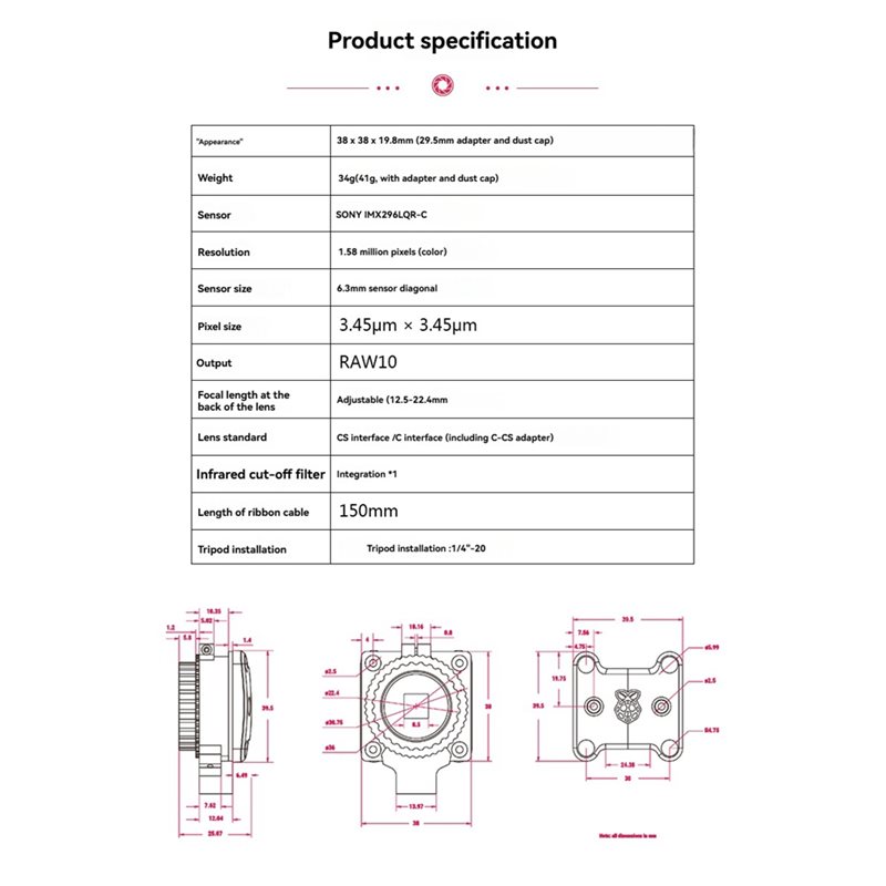 A86P-For Raspberry Pi Global S - đánh giá và giá Raspberry Pi Global Shutter Camera Imx296