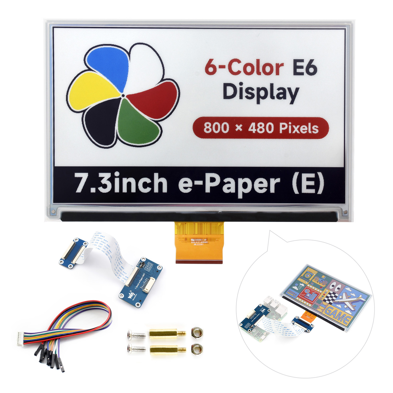 Waveshare 7.3inch 6-Color E-Pa - đánh giá và giá Pi Display